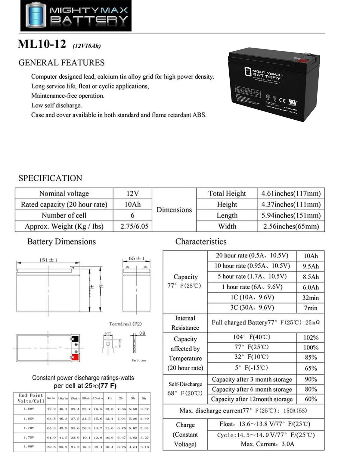 10AH 12V Scooter Tusa Replaces 12V SAV-7 + Charger 1Amp Underwater