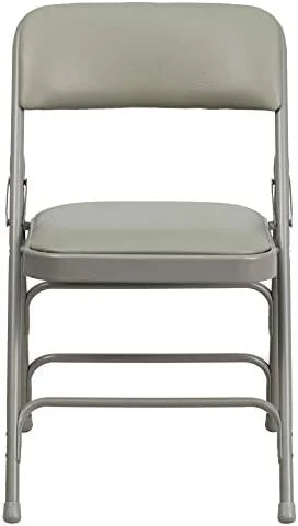 4 Gray & Hinged Chair Triple Folding Double Metal Braced HERCULES Pack Vinyl Curved Series