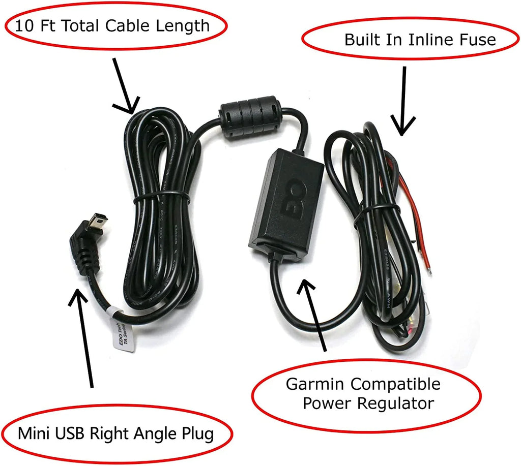 EDO 50lm Nuvi Power 2595lmt Hardwire 2597lmt Garmin USB Car 52lm Tech 51lm Cord for 57lm Direct 40lm Drive Charger Kit