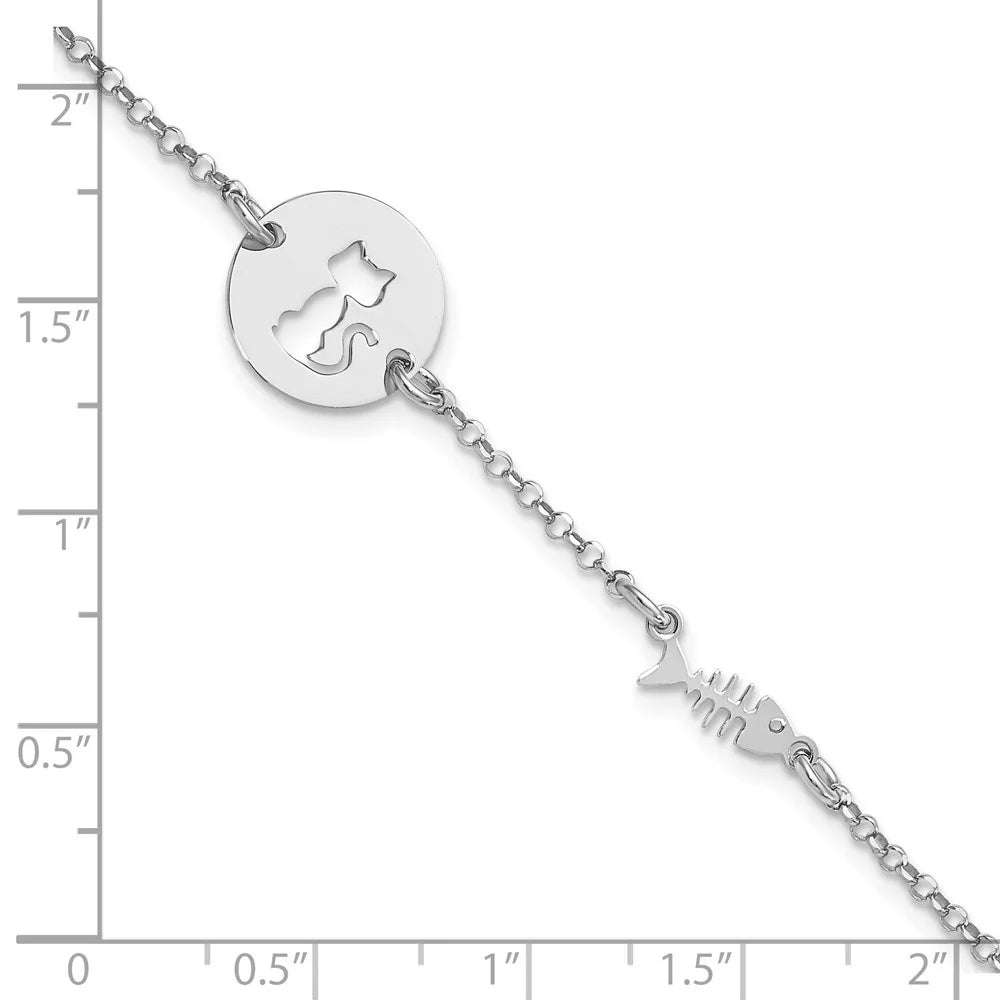 Kitty Silver and Fine Plated Women Sterling for Auriga Jewelry 925 Bracelet Fish Rhodium 7inch