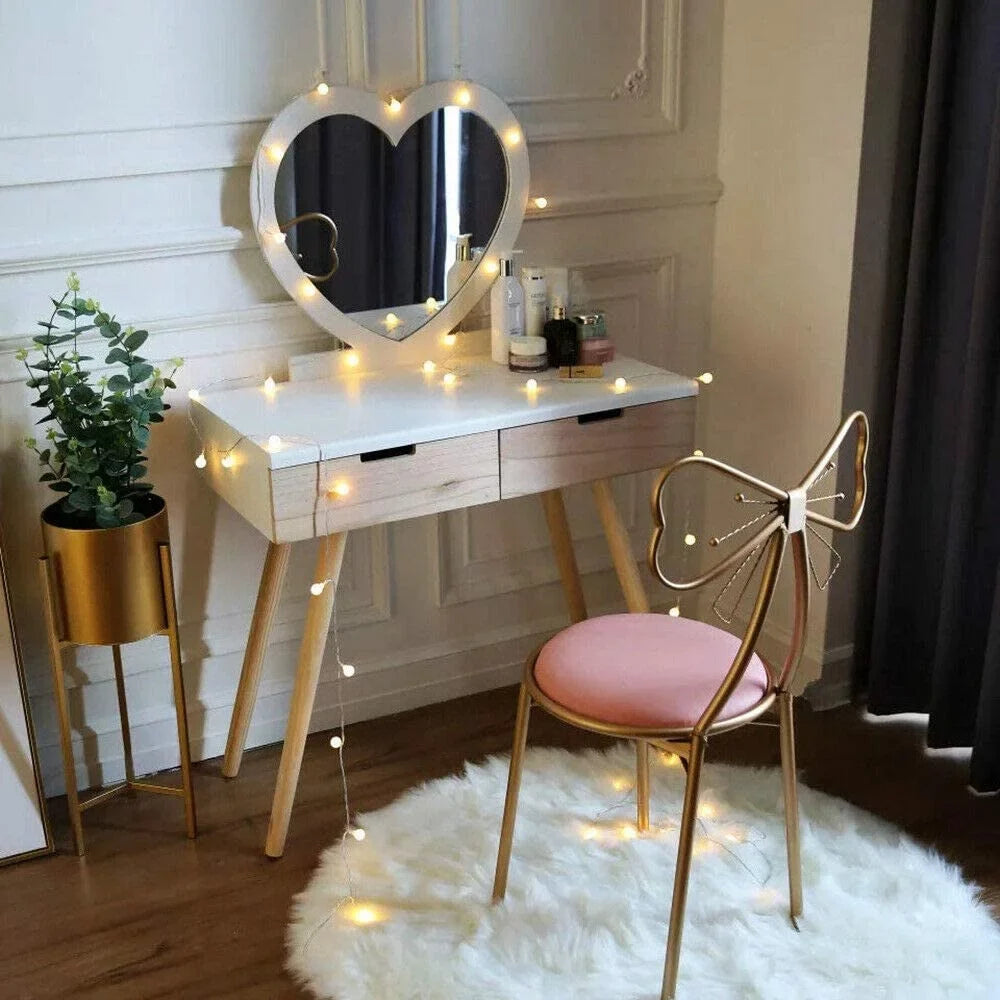 Girls Golden Backrest with Princess Creative Chair Makeup Cushioned Stool Room Back Vanity Dining Pink Bedroom, Chairs Modern Ladies Seat MONIPA Chair Butterfly for Leisure Chair Vanity Stool Art