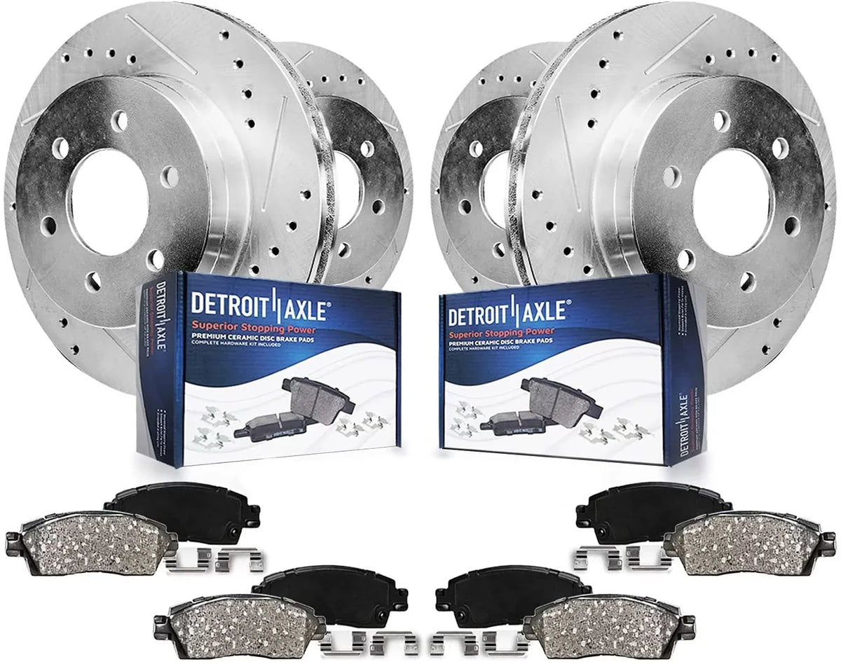 2015 for Replacement 2017 Brakes Axle Detroit Disc Drilled 2019 Ford 2018 and Brake Slotted 2012-2020 Rear 2014 Kit 2016 2013 Pads Ceramic - & Rotors Brake Front F-150 and