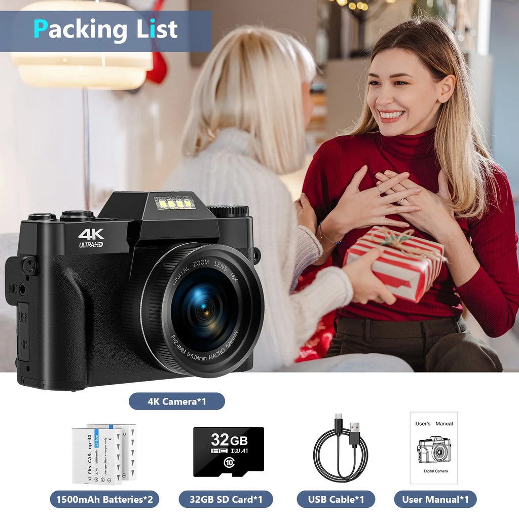 with 48MP Card Camera Batteries 4K Youtube Camera and Camcorder 32GB Vlogging Camera Video MARVUE for 30FPS Digital SD Video 2