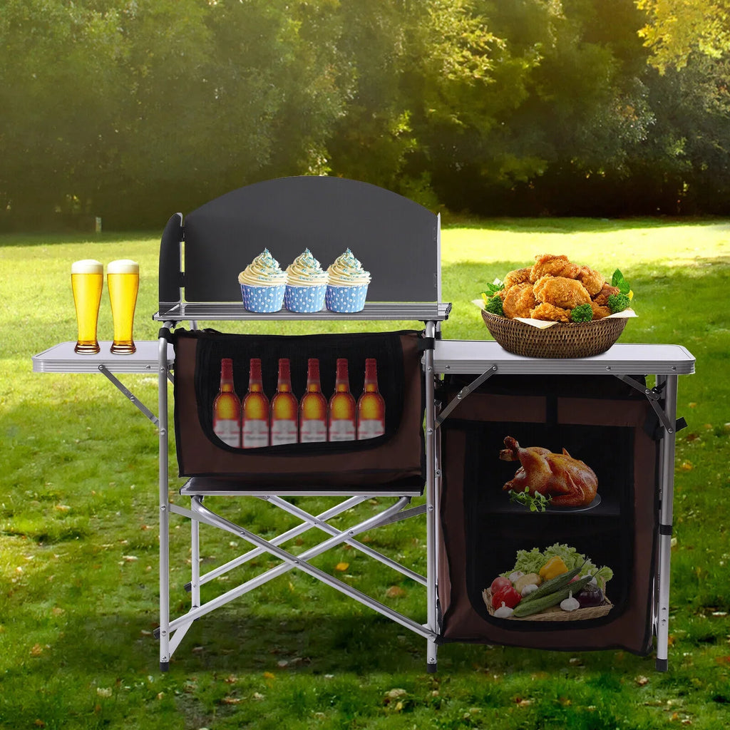 Kitchen W/ Table Folding Camping Foldable FETCOI Grill Tabletop Portable Station