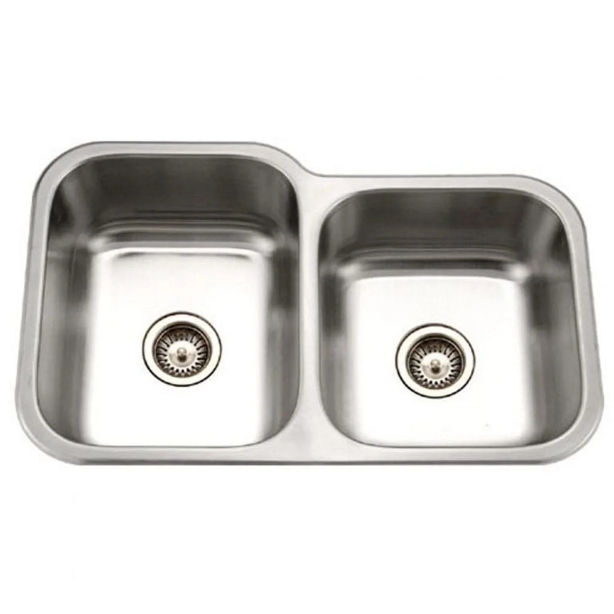 60/40 Bowl Steel Stainless Kitchen x Right Sink, Bowl 20-3/16" Small x 31-1/2" 17-15/16" 20-3/16" 31-1/2" Houzer x Undermount Double MEC-3220SR-1