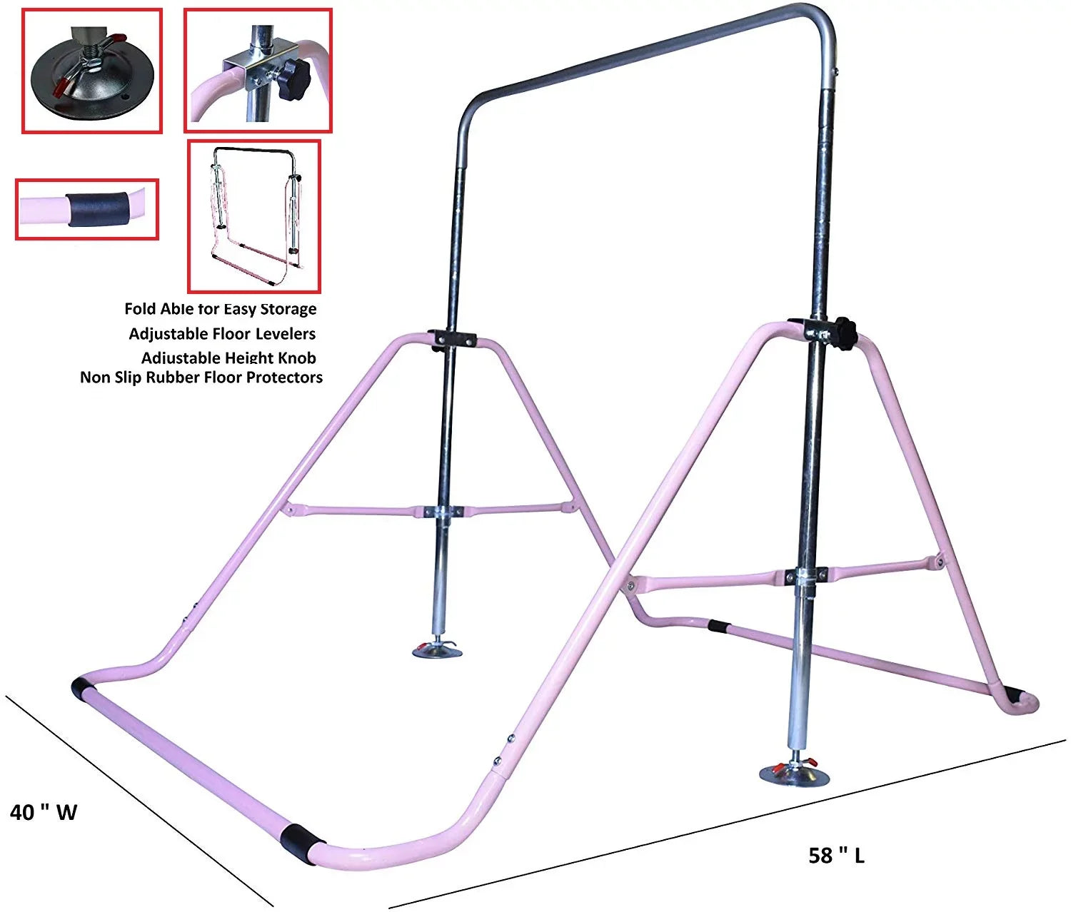 Gymnastics Bar Horizontal Gym Tower Bar, Climbing Bar, Jungle Kip Bar Junior Progymnastics Pink Monkey Training,