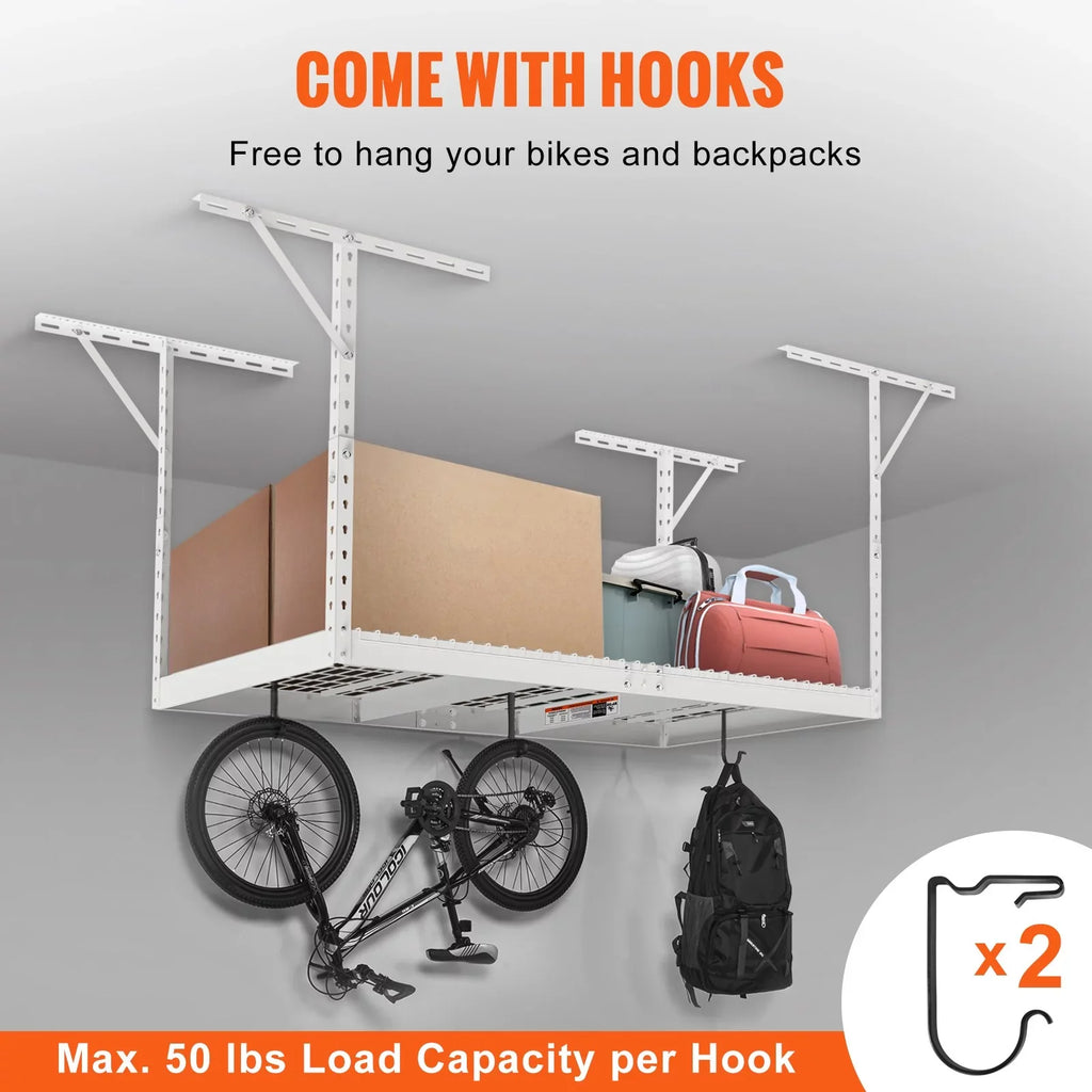 Rack Garage 36x72in 550lbs Rack White Overhead VEVOR Storage Adjustable Ceiling