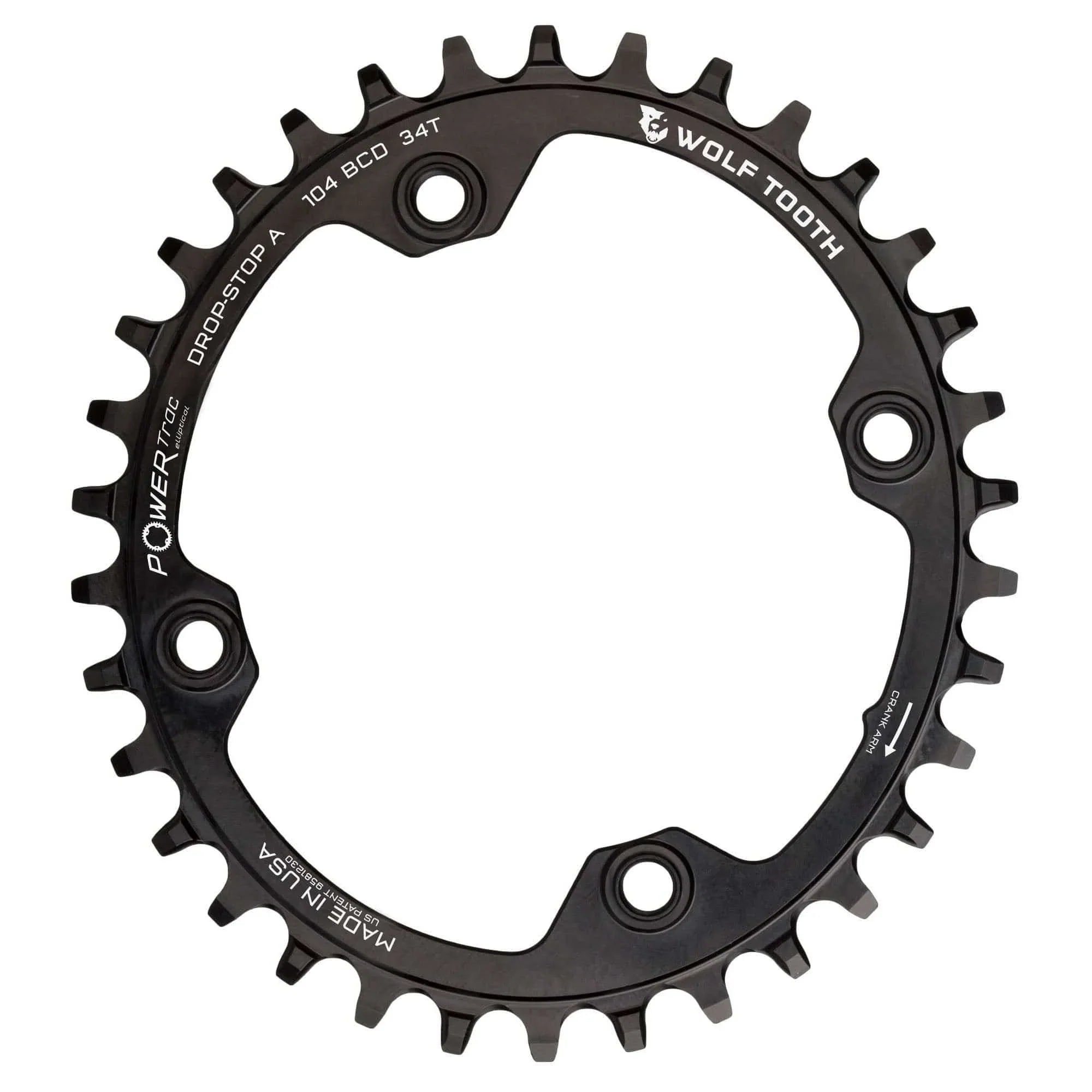 34 Elliptical Chainring BCD: Tooth BCD 104 Tooth Hyperglide+ Chainring Wolf 104 - Count: