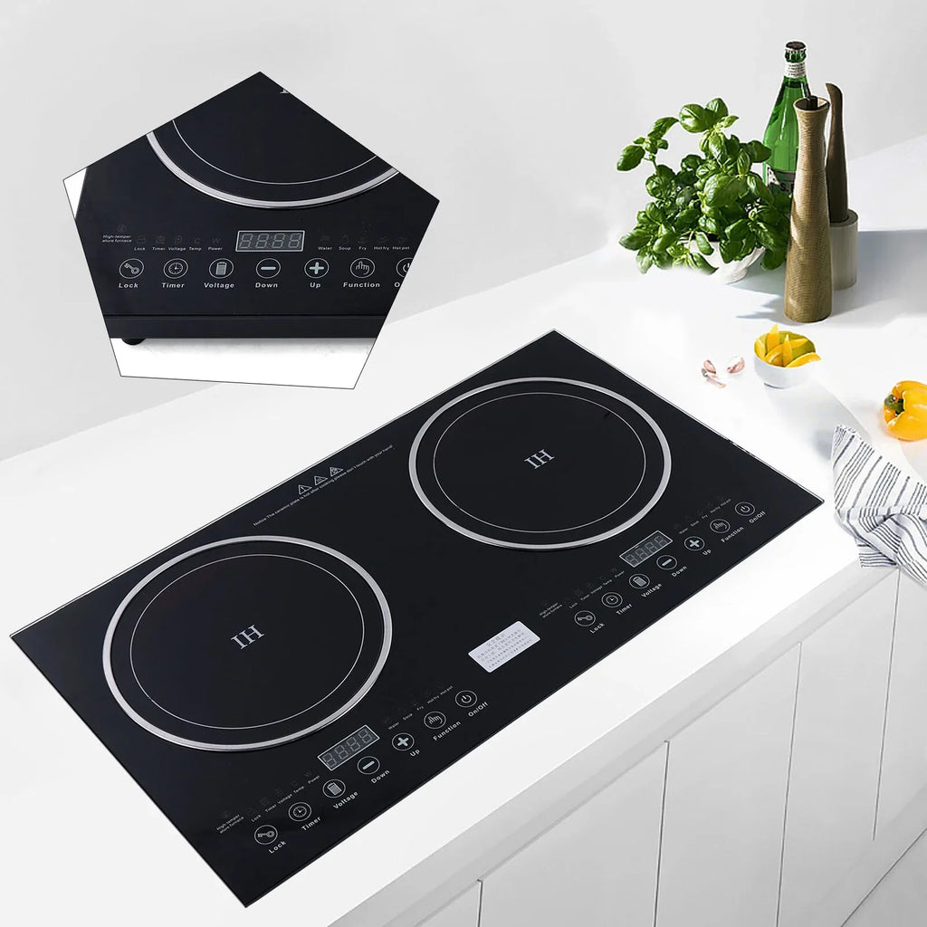 Ceramic Burner Cooker+1400W Countertop Touch ANQIDI Portable 1200W Cooker Sensor Stove Dual Cooktop Digital