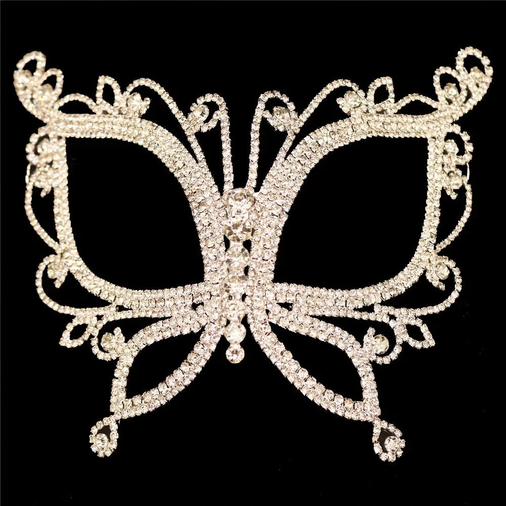 Accessories Women Rhinestone Crystal Masquerade Face Mask Halloween Butterfly for