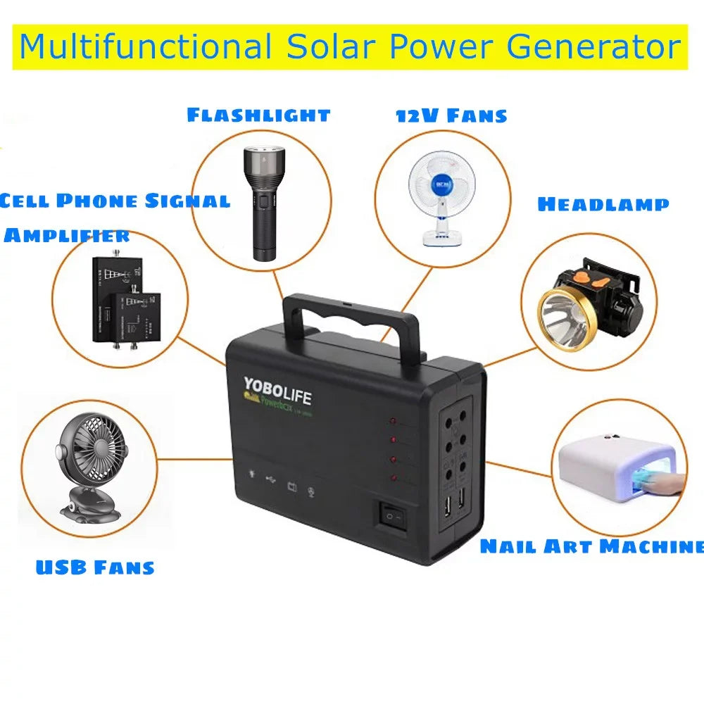 Power for with Power Outdoor with Lights Panel 4 Solar LED Kit, Camping Station Solar Generator Portable