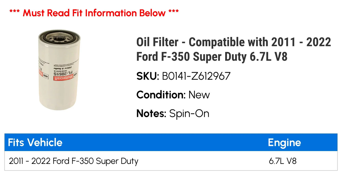 2015 2021 2017 2013 2020 2018 Compatible - F-350 2014 6.7L Duty - 2019 2011 V8 Ford 2016 Super 2022 2012 with Filter