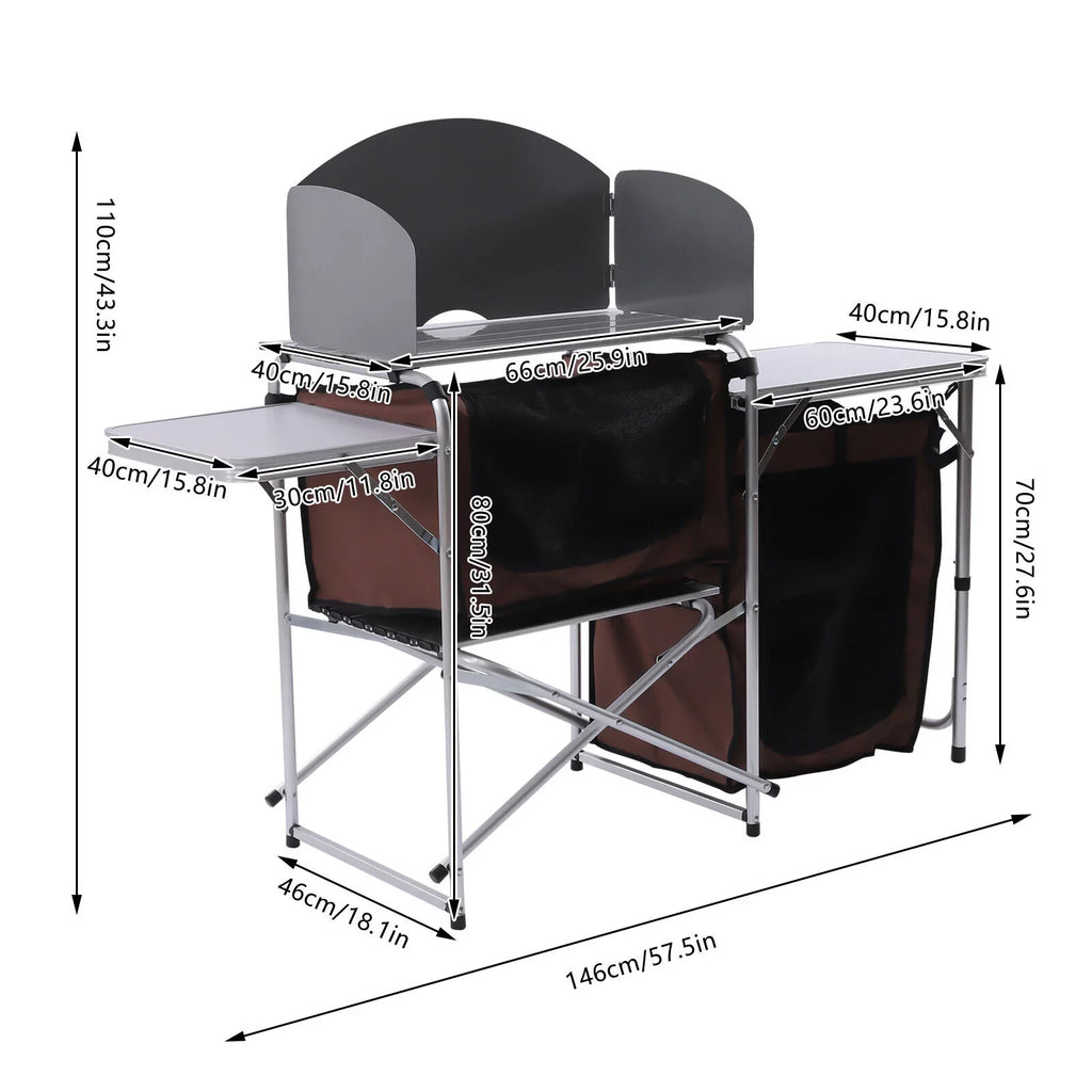 Kitchen W/ Table Folding Camping Foldable FETCOI Grill Tabletop Portable Station