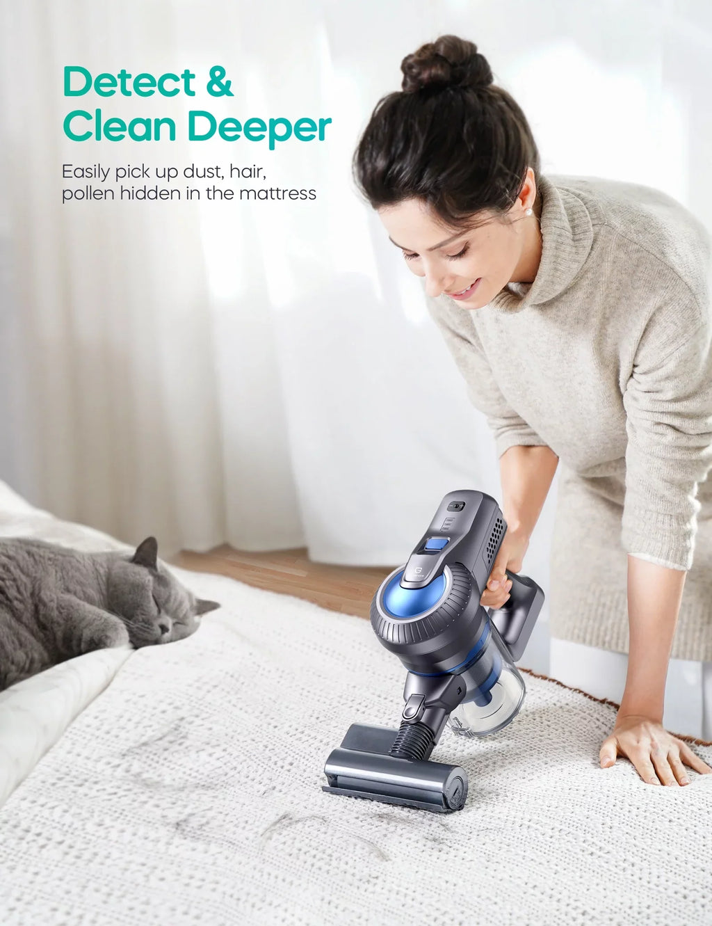 1 Suction, Cleaner, 23000Pa 6 Floor/Carpet/Pet/Hair in Vacuum Home/Car/Hard Vacuum Runtime, Cordless Lightweight for Powerful Long Battery, Detachable 35min with Handheld