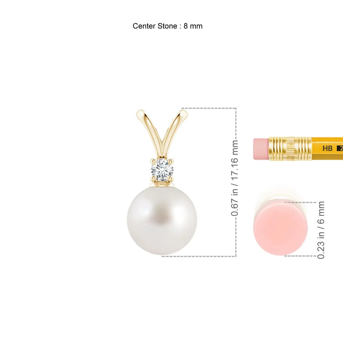 Birthstone (Grade-AAA|Size-8mm) in Sea Valentines South Her Cultured Yellow 14K Engagement, Angara for for Gold Girls Pendant Pearl Day Wedding, Jewelry June Gifts Necklace Women, Birthday, V-Bale