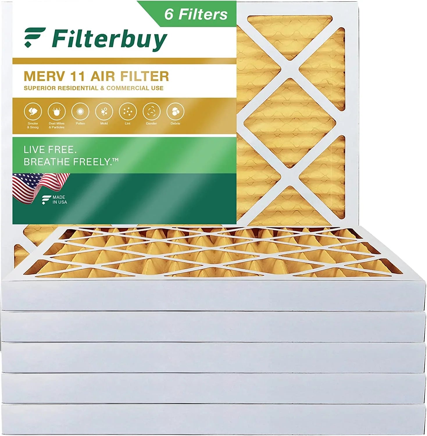 11 Filterbuy Furnace AC Air MERV Pleated HVAC 15x15x2 Filters (6-Pack)