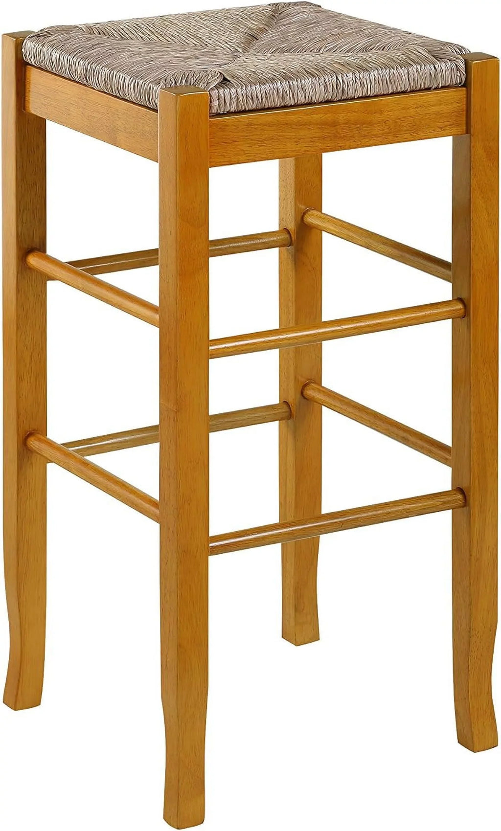 Brown Bar Rush Stool, Square Height Seat 29-Inch,