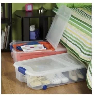 Capacity RV, Are Clothes, Diapers, Boxes Unit Storage Bed 66 Shoes, Books, Under Plastic Containers Linen. Camping, Quart Bin Office Pantry For Foods Supplies, 4-Pack