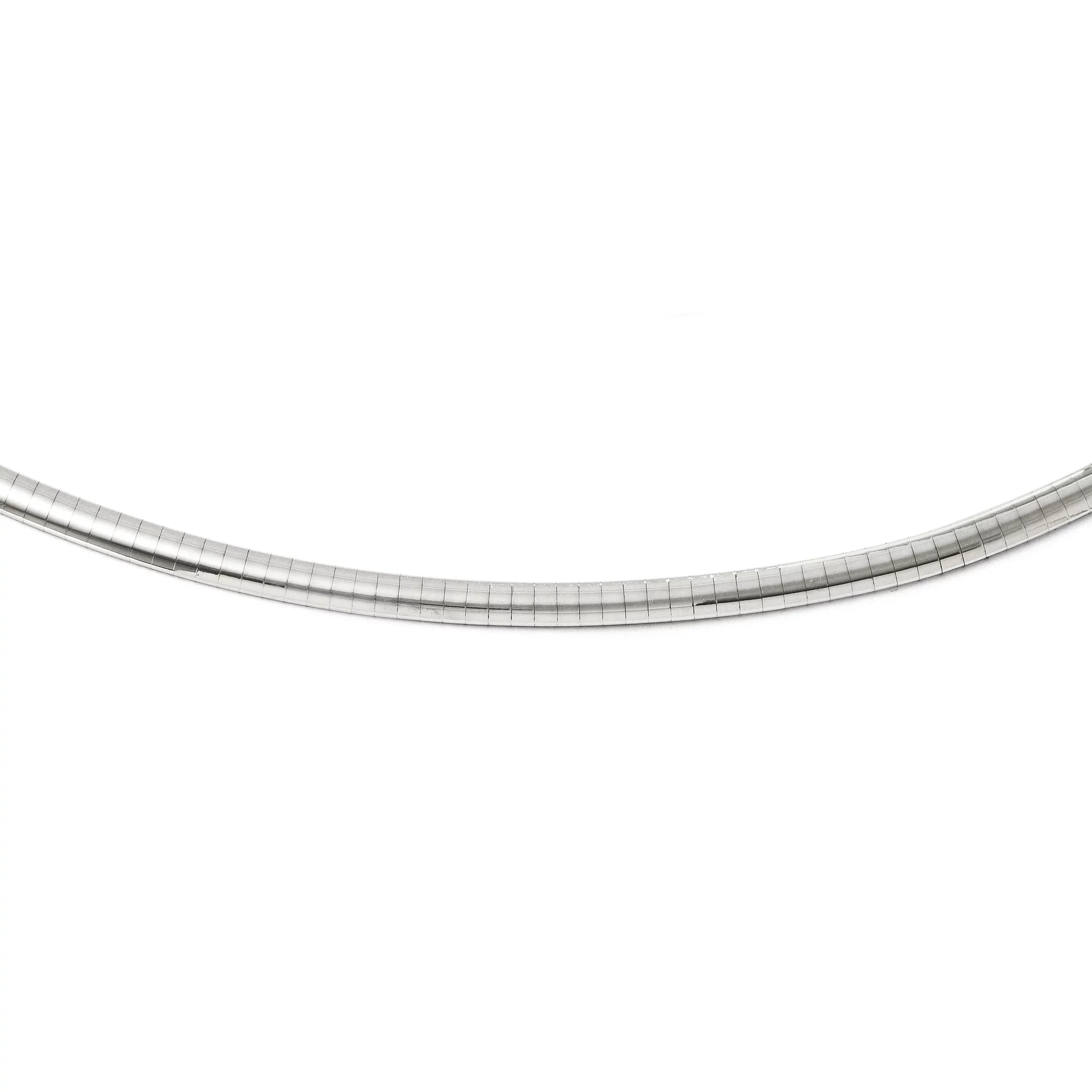 14K Gold White Domed Necklace Omega 4mm