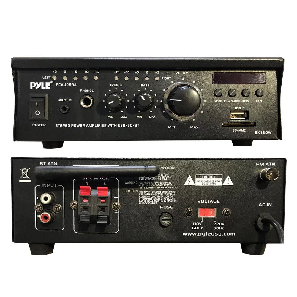 Audio Amplifier Pyle w/ Bluetooth System PCAU46BA Home Blue Display LED