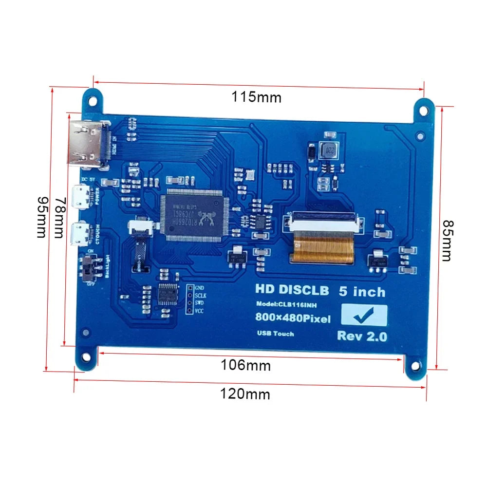 Arealer Portablewith Resolution Display Compatible 5 Pi with Small InchCapacitive 800*480 Touchscreen Raspberry USBInterface Tool