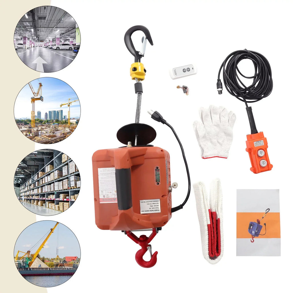 1100lbs Remote Wireless 3in1 Hoists Lift Portable TFCFL Crane Winch Electric