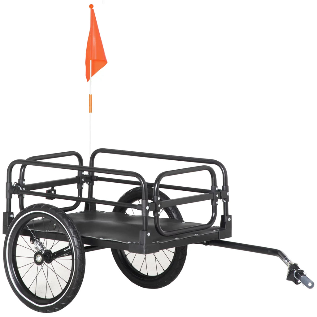 88 Bike Bike Safety Trailer Max Bicycle 16'' Cargo Load Wagon Trailer lbs Aosom with Wheels, Features, Triple Suspension,