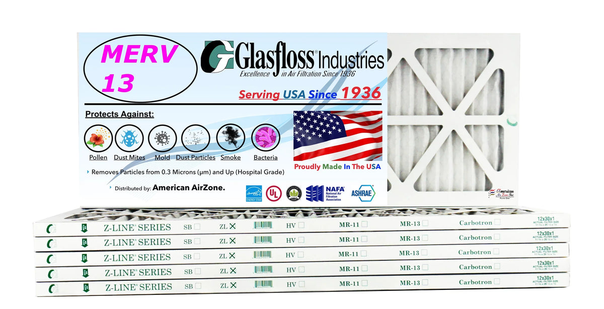 29.5x7/8 USA in MERV (Actual Glasfloss Made -Qty:6 - inch) Air Filter 13 x Size: - Furnace - 12x30x1 11.5