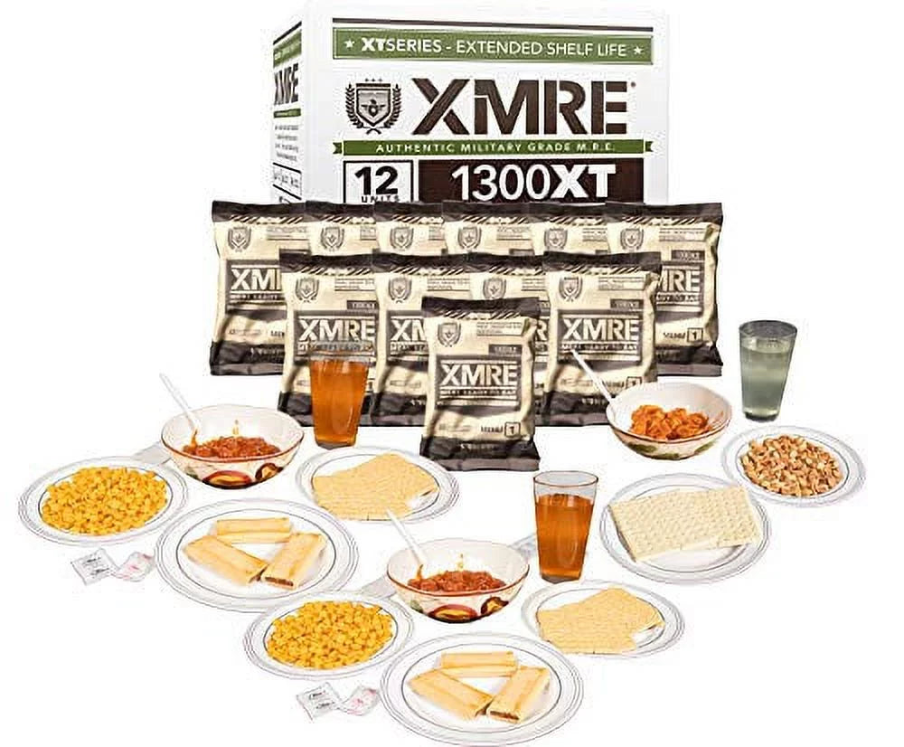 Style Mix, Side Days Meals to Ready Case. Includes XMRE in Delicious 12 Beverage Eat. 60 MRE Calories. Military Packed Freshly 1300XT 1300 of Past Meals Assortment Dishes, per Entrees, the