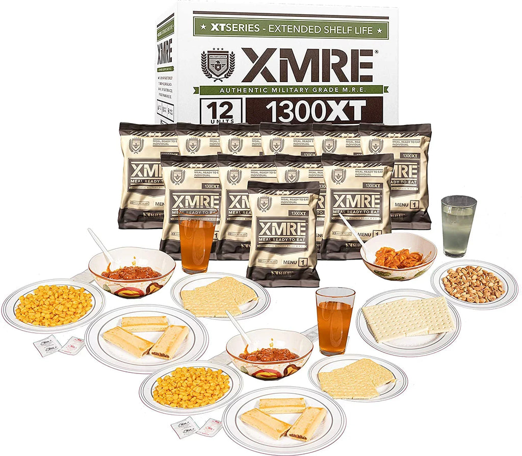 Style Mix, Side Days Meals to Ready Case. Includes XMRE in Delicious 12 Beverage Eat. 60 MRE Calories. Military Packed Freshly 1300XT 1300 of Past Meals Assortment Dishes, per Entrees, the