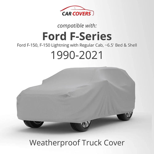 '- Rain, Cab Hail, & Lock, Wind Indoor Sun Cable - Bag Ford Shell Weatherproof & F-Series - Outdoor with Straps Color Gray Snow, 1990-2021 Truck Theft Cover Regular & 6.5' Compatible Outdoor