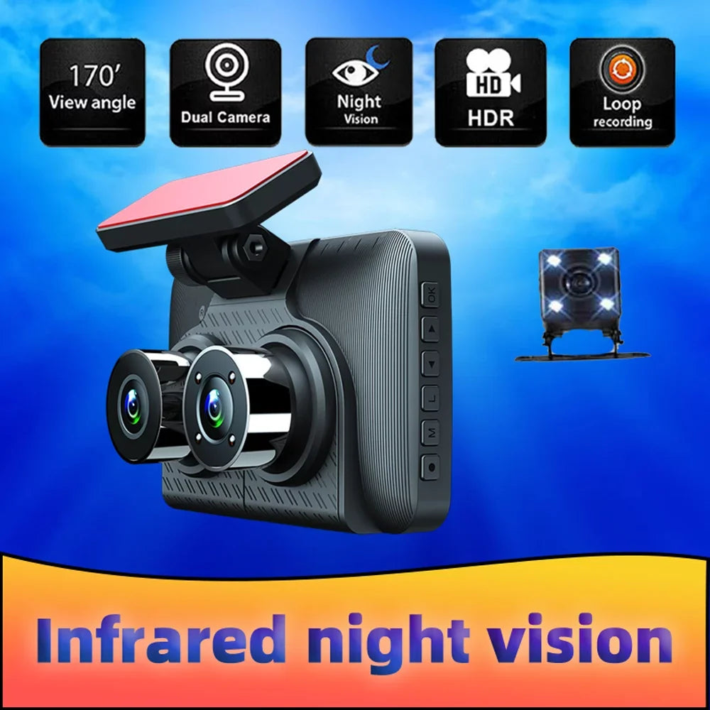 3 HUIOP Car ERYUE Cameras Dash Camera Cam,Wide Dash Car Car 4in Rearview Camera Car Safety Mirror QISUO Clear Video Cam Wide Dash Spirastell Auto Car