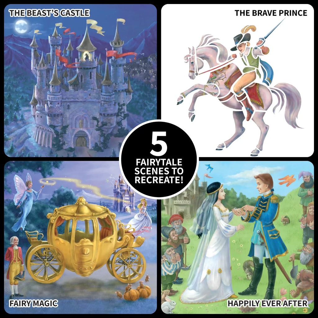 It Drawing And Children's Art Scenes 5 Stencil Fairytale Princess Activity Spicebox Kits Art To Imagine Stories, Kids Kit For Stencil Recreate,