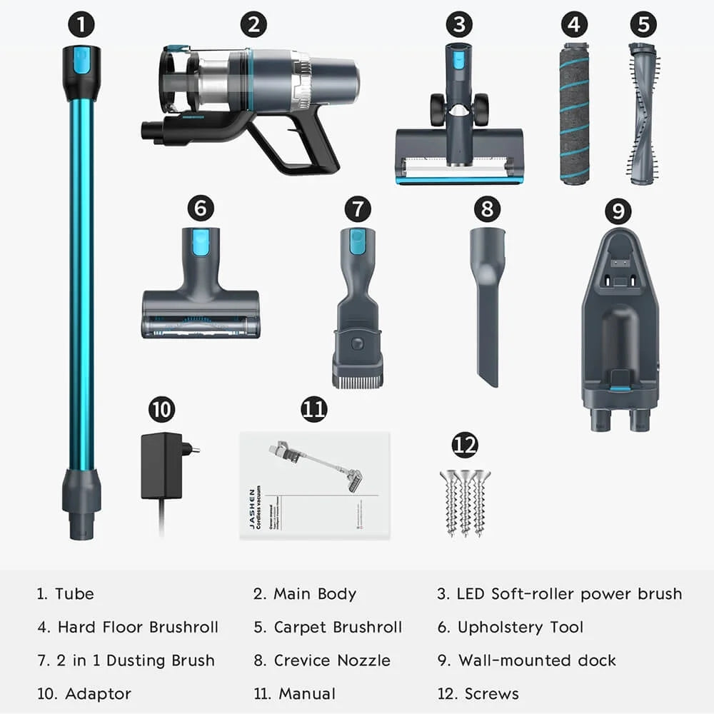 2500 motor Stick Cordless Vacuum Cleaner 26kPa JASHEN Suction 350W Battery V18 mAh