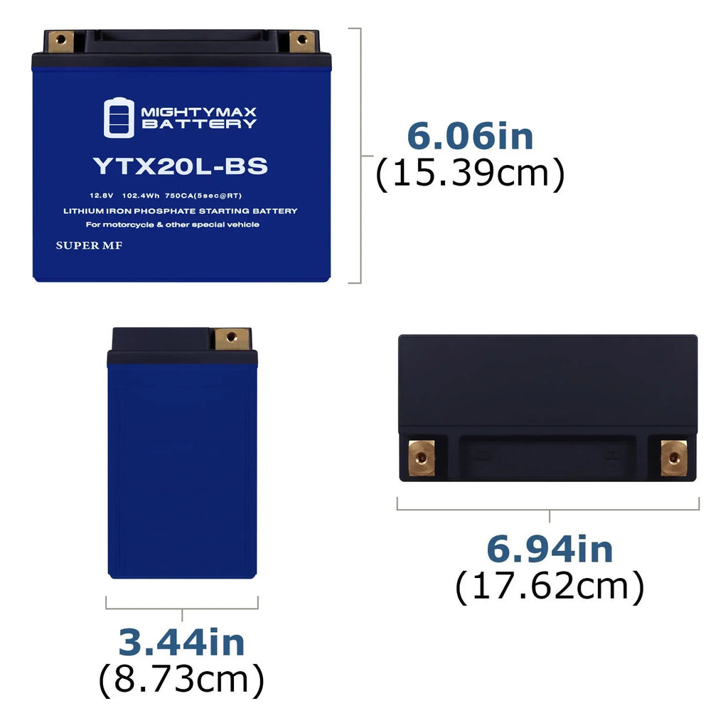 YTX20L-BS Bombardier Lithium compatible with 550 Replacement MXZ07-12 GTY Battery