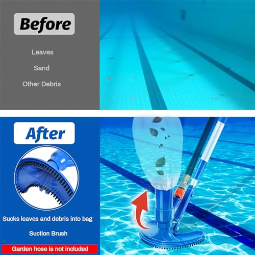 Pond Above Pool Pool Vacuum Poles Net, Jet to Handheld Hose Fountains Attaches Handheld Pool 4 Cleaner Skimmer Pool Garden Vacuum Cleaner Upgraded for with Portable Spa Section Ground of 60",