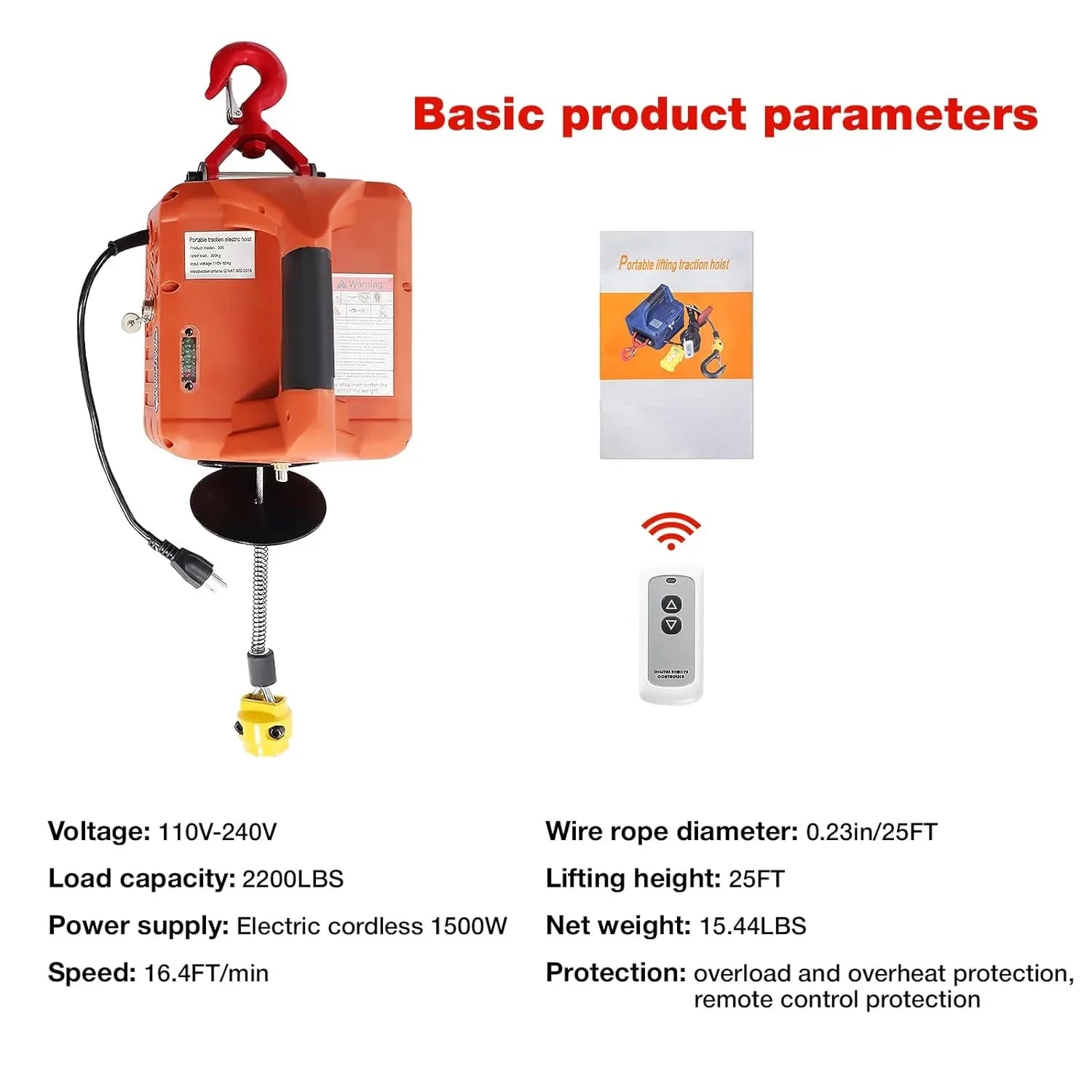 Power 3-in-1 2200LBS Wireless Winch, for and Crane Electric ¨C and Hoist with Perfect with Heavy 110V Remote, Battery Loads Portable Unleash Tackling System Versatility