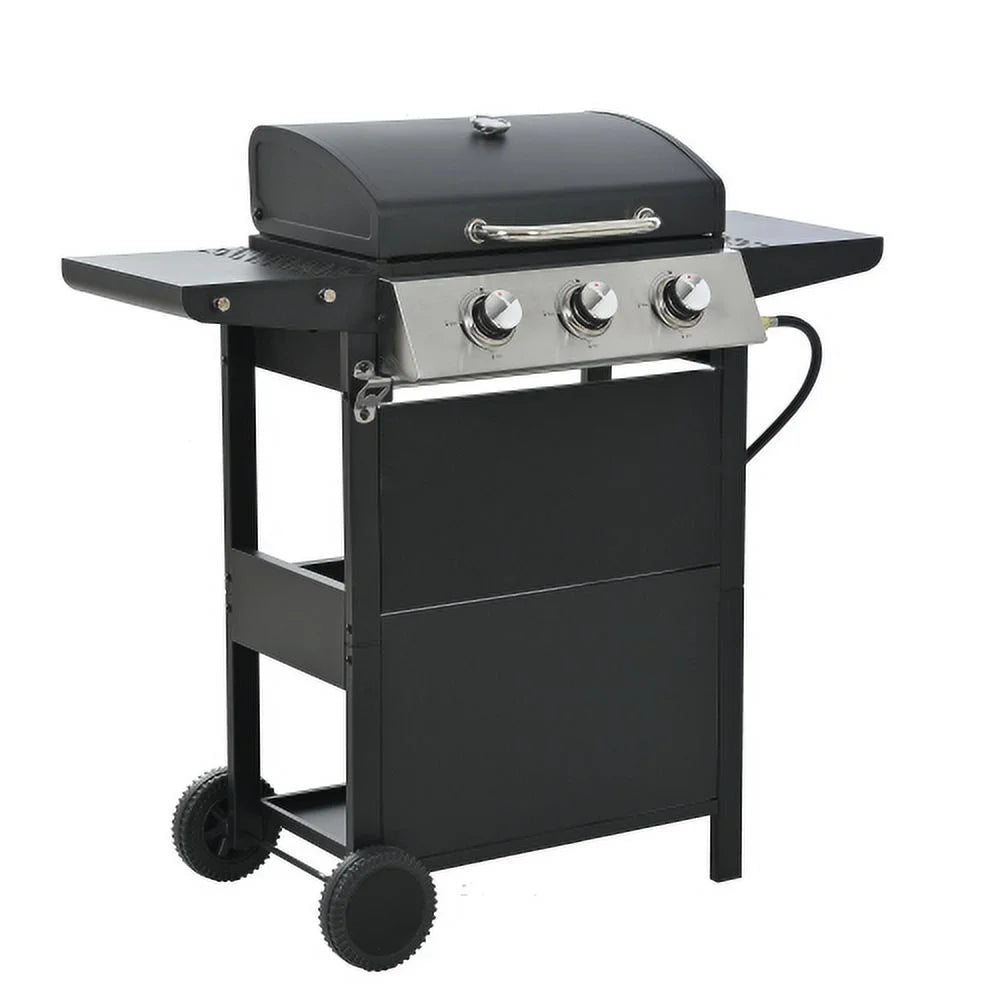 3 Kaireey Gas Propane BTU Stainless Burner BBQ Patio Garden Barbecue Shelves Foldable with Grill, Two 30,000 Grill Steel