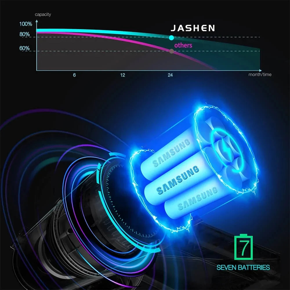 2500 motor Stick Cordless Vacuum Cleaner 26kPa JASHEN Suction 350W Battery V18 mAh