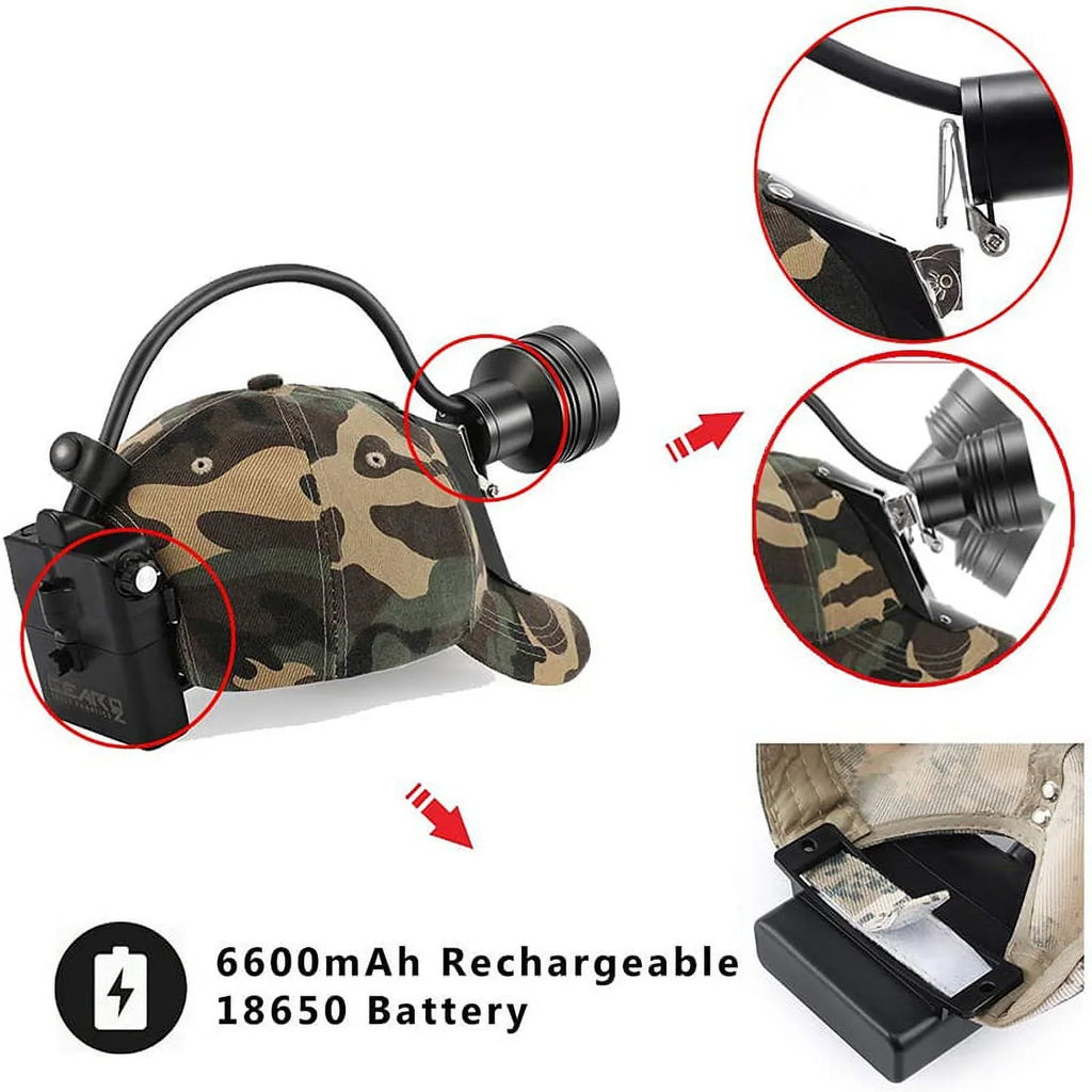 Camping Coyotes 4 Head With for Hiking for Rechargeable LEDs Working Powerful 6 Perfectly Night Hog Hunting Modes Lighting Fishing Headlamp Waterproof Lights Predators &