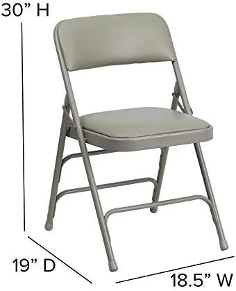 4 Gray & Hinged Chair Triple Folding Double Metal Braced HERCULES Pack Vinyl Curved Series