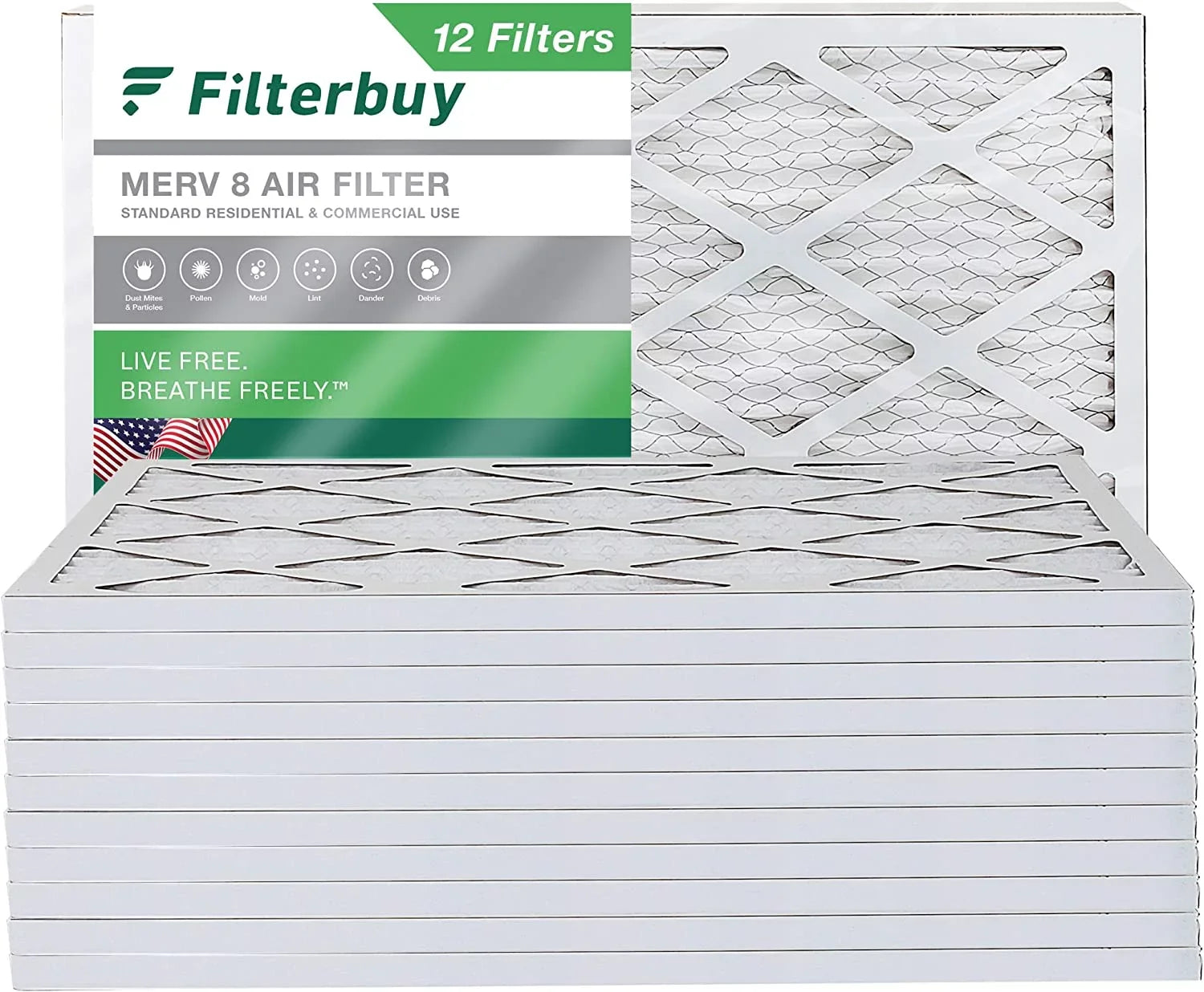 (12-Pack) Air Pleated AC 20x32x1 HVAC MERV Filters Furnace 8 Filterbuy