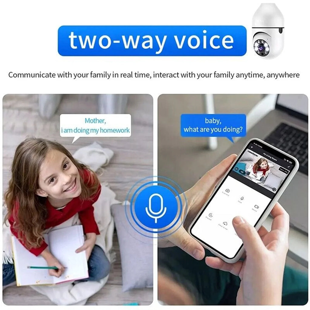 Wireless Bulb Camera, Security Night Monitor Security 1080P Infrared &5G HD Light Vision, 2.4G 2PCS IP Cam (Supports Camera, Wi-Fi) White WIFI E27 with