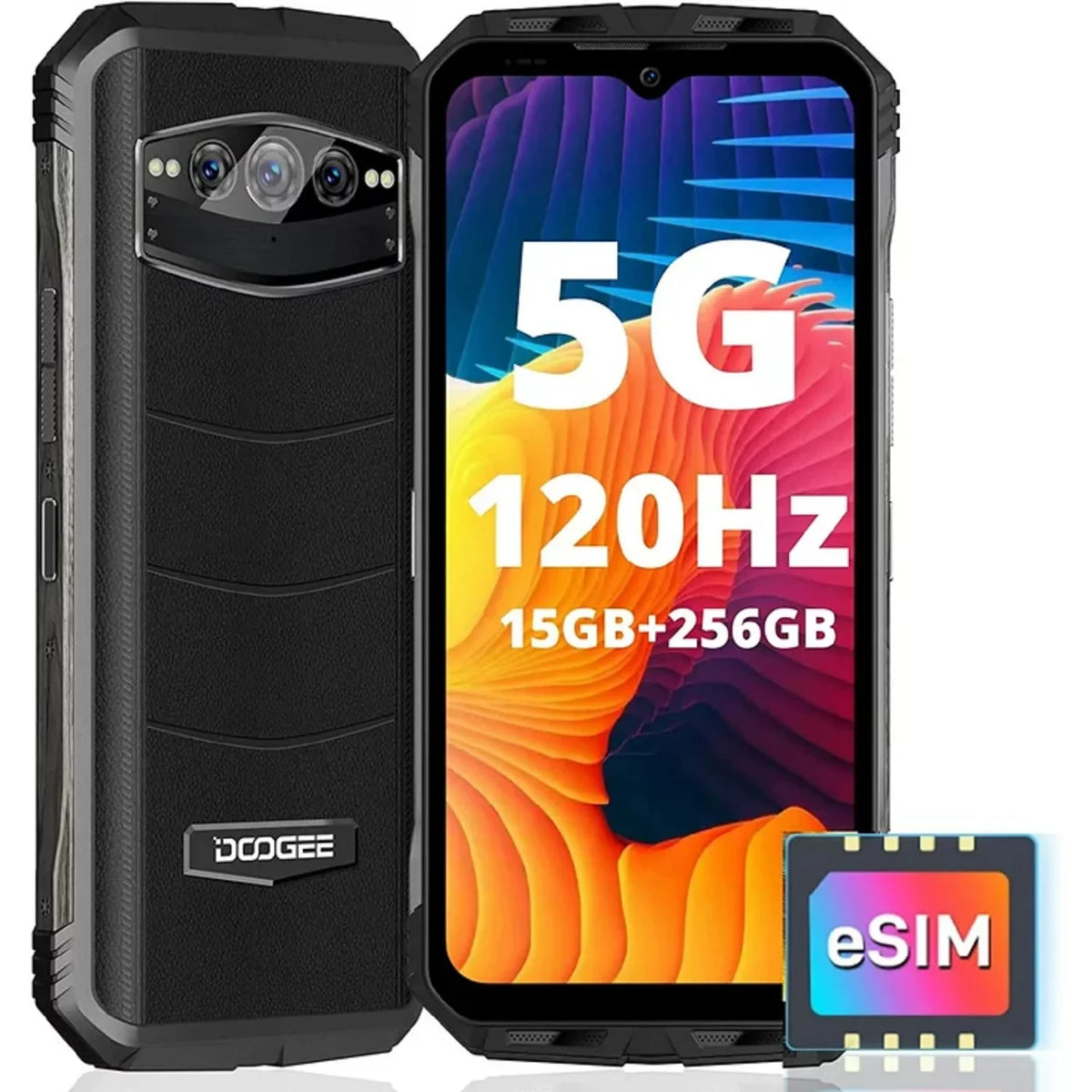 108(MP) Rugged 5G Vision, 12, Unlocked, Triple Android DOOGEE NFC, Phone V30 Smartphone(2023) Camera, (Refurbished) Restored Night OTG 15GB+256GB Rugged