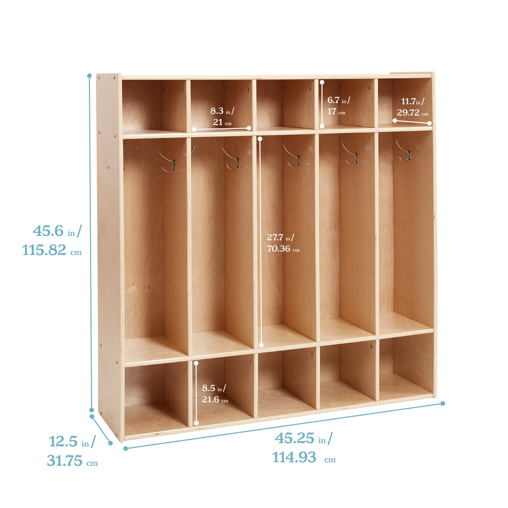 Natural Streamline 5-Section Locker, Classroom Coat Furniture, ECR4Kids