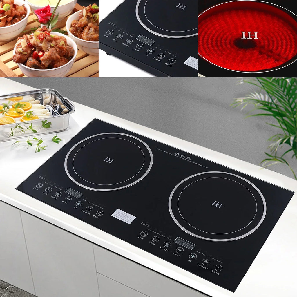 Ceramic Burner Cooker+1400W Countertop Touch ANQIDI Portable 1200W Cooker Sensor Stove Dual Cooktop Digital