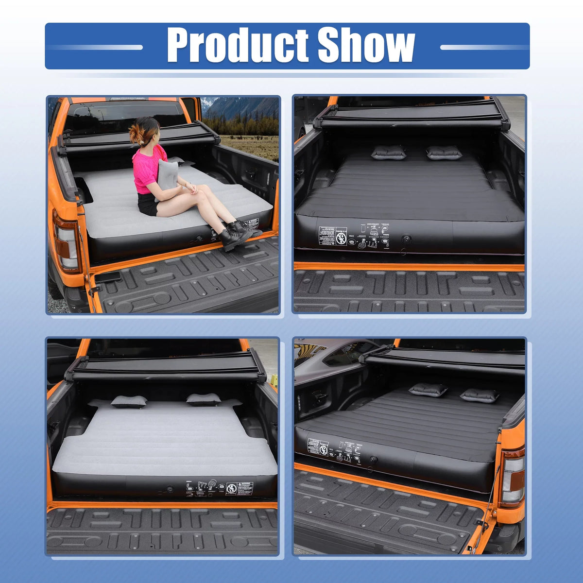 Bed Inflatable Bargains Truck PVC Pump Air Electric Gray with Thickened Full-Size Kit Short Universal 5.5-5.8ft Unique