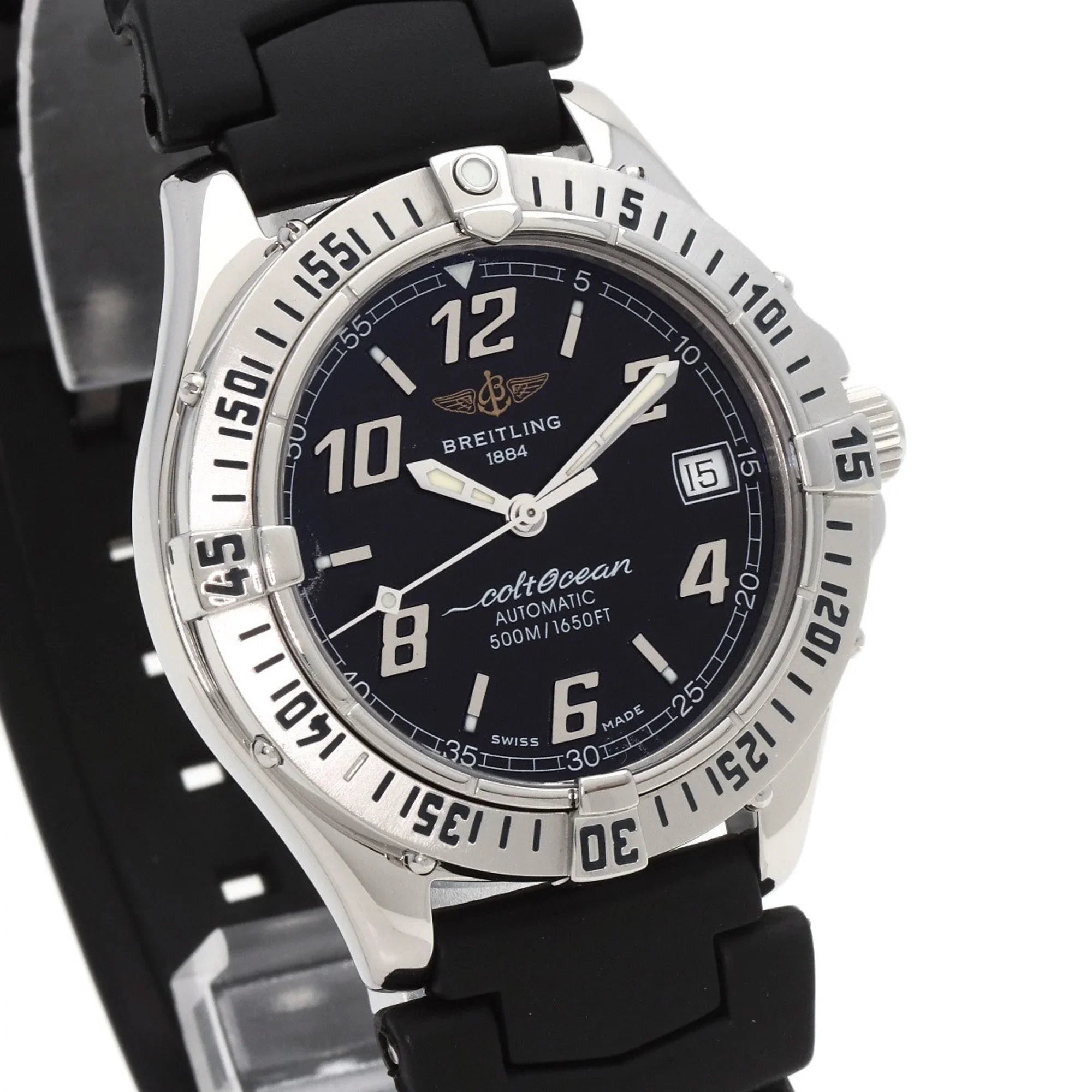 BREITLING Watch (Good) Men's A17350 O'Shearn Pre-Owned Stainless Steel/Rubber Colt