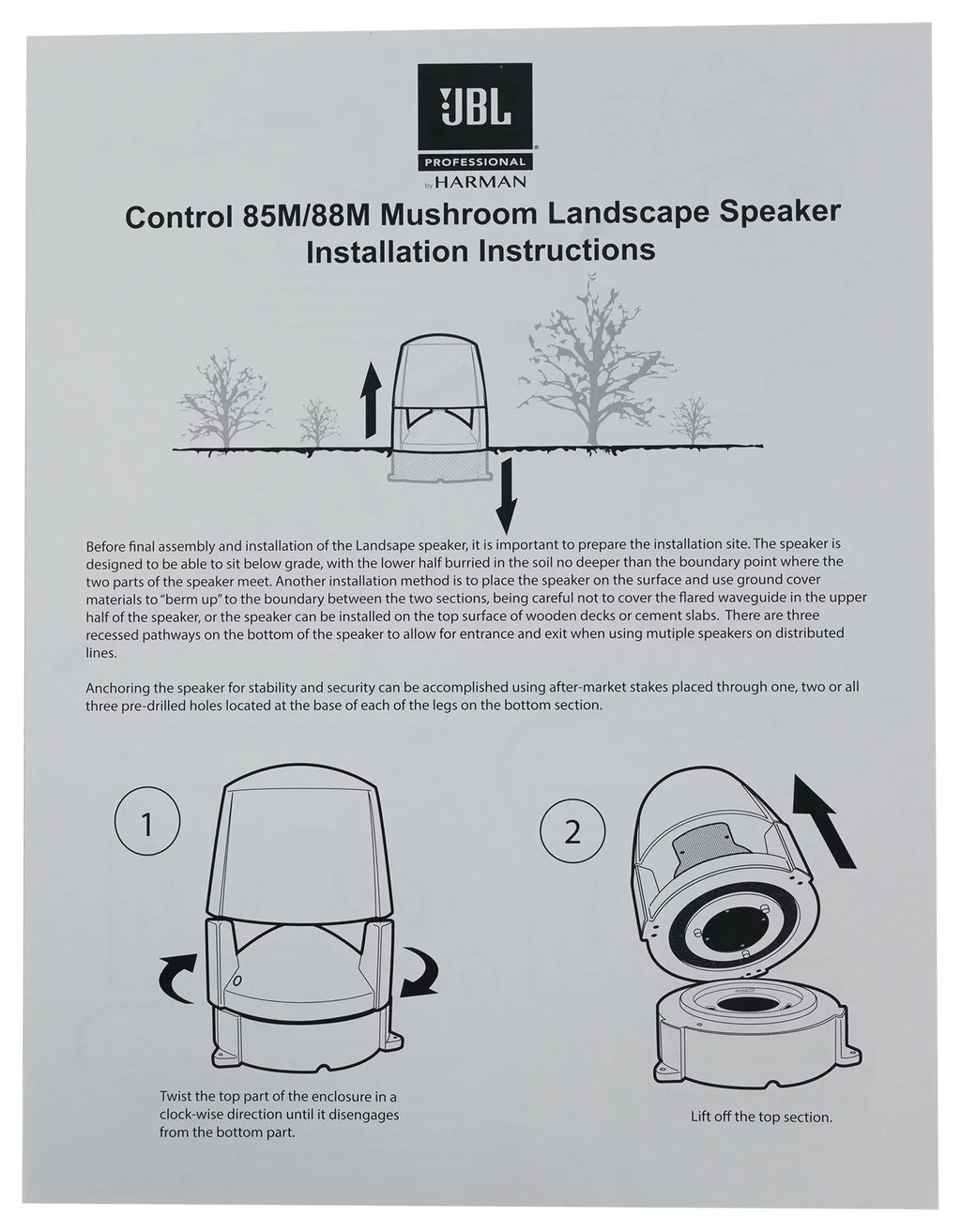 (2) CONTROL 85M Outdoor JBL 70v Commercial 5.25" Speakers+Amplifier Landscape