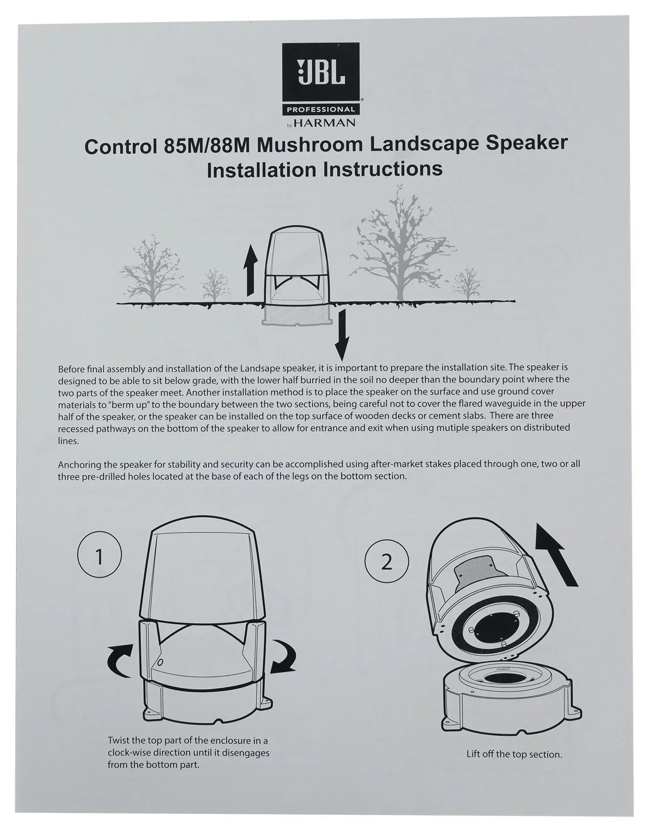 (2) CONTROL 85M Outdoor JBL 70v Commercial 5.25" Speakers+Amplifier Landscape